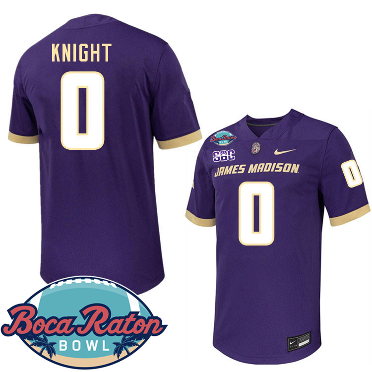 #0 Yamir Knight James Madison Dukes 2024 Boca Raton Bowl Jersey-Purple
